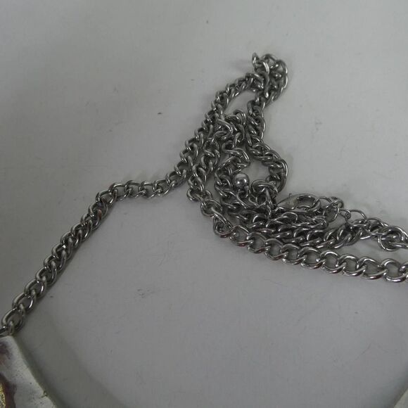 Silver Tone Articulated Scale Hammered Metal Bib Statement Necklace Adjustable - Picture 8 of 11